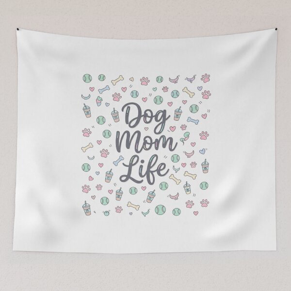 Item preview, Kawaii Dog Mom Life Doodle Pattern designed and sold by teemix.