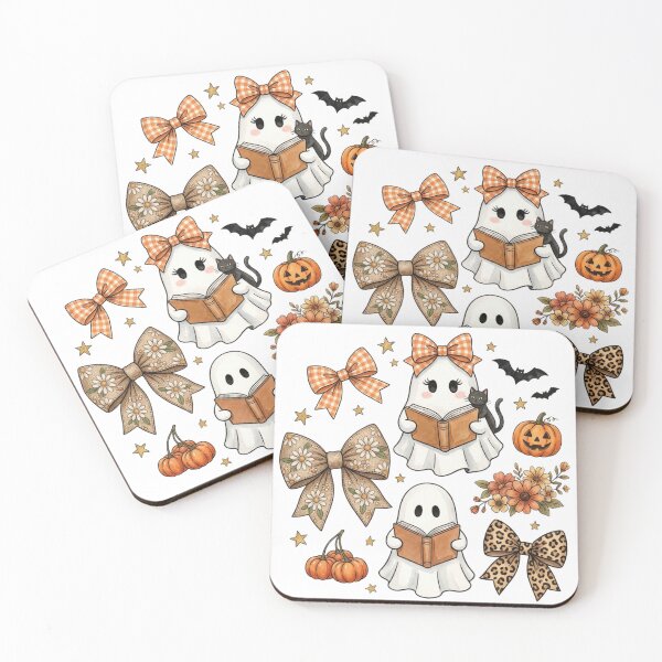 Item preview, Cute Reading Ghosts Spooky Season Halloween Bows And Pumpkins designed and sold by raedattia.