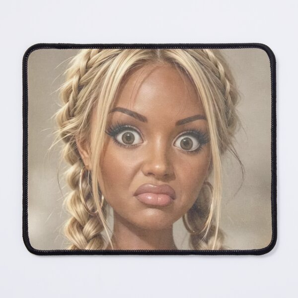 Item preview, Funny Shocked Doll Face Blonde Braids Gold Hoops Meme designed and sold by Devilians92.