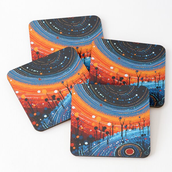 Item preview, Aboriginal Inspired Dot Art - Celestial Sunset Landscape designed and sold by GrinGalore.