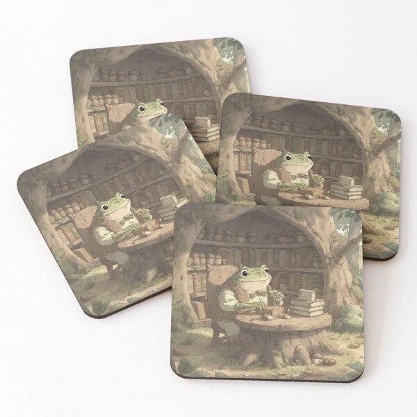 Item preview, Toad Who Runs the Pond Lending Library Cottagecore Art designed and sold by PictorialWhimsy.