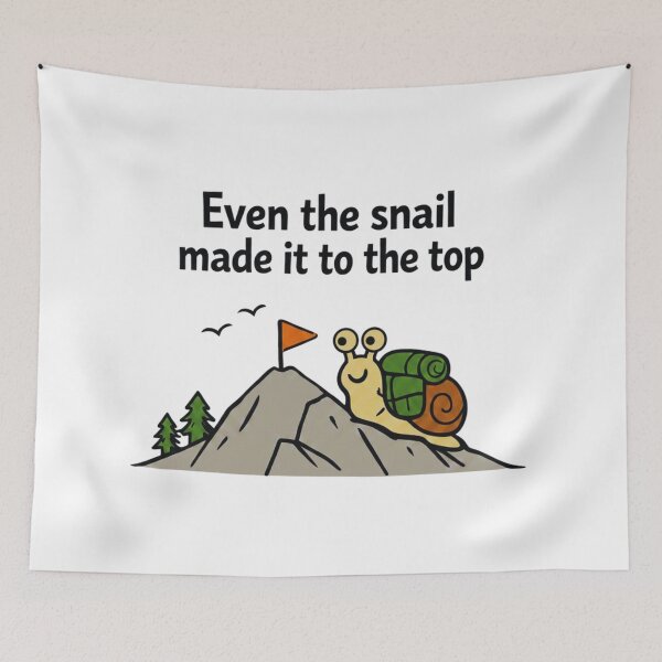 Item preview, Even the Snail Made It to the Top – Minimalist Hiking Humor Design designed and sold by GabeMountainArt.