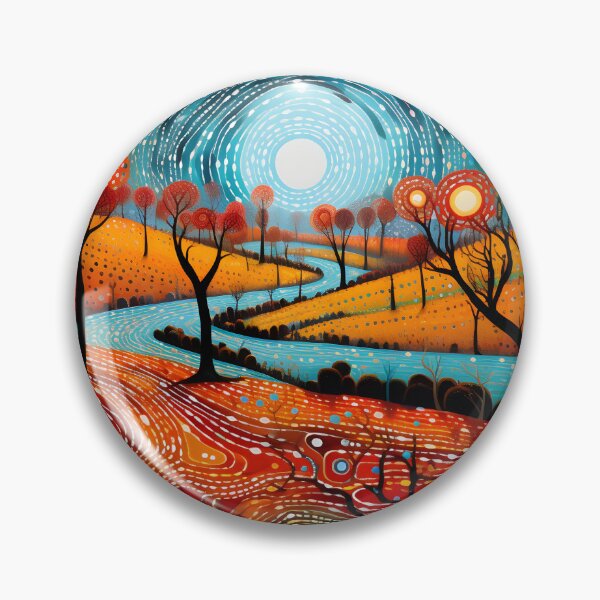 Item preview, Aboriginal Inspired Dot Art - Moonlit River Valley designed and sold by GrinGalore.