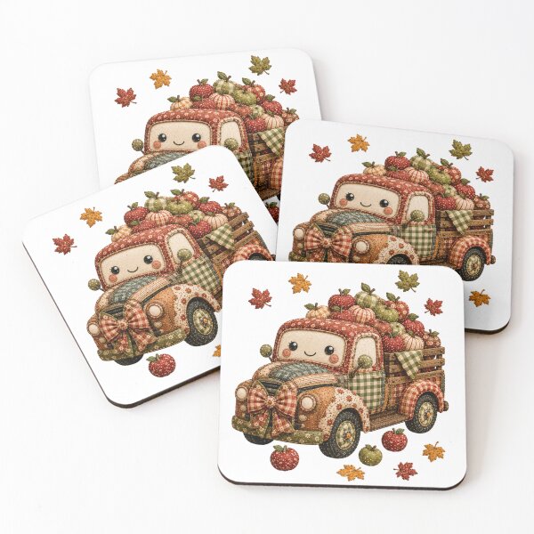 Item preview, Cute Autumn Vintage Patchwork Farm Truck Illustration designed and sold by DecoVibe.