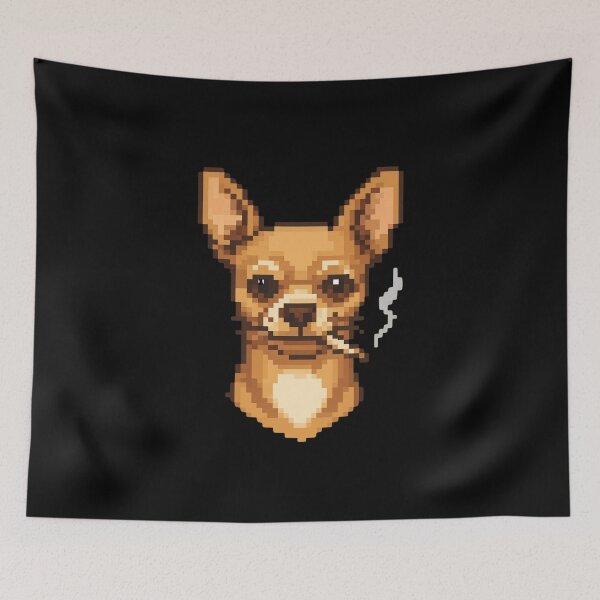 Item preview, Smoking Chihuahua Pixel Art designed and sold by dudelinart.