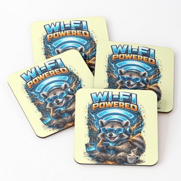 Item preview, Wi‑Fi Powered Raccoon Tech Humor T‑Shirt Design designed and sold by EdgeSphere.
