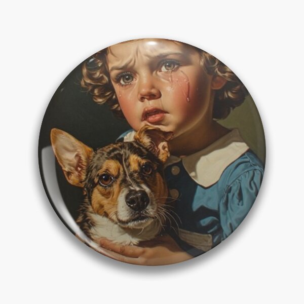 Item preview, Vintage Child and Pet Portrait – Emotional Retro Illustration designed and sold by Designs By Ms Mal_Tas.