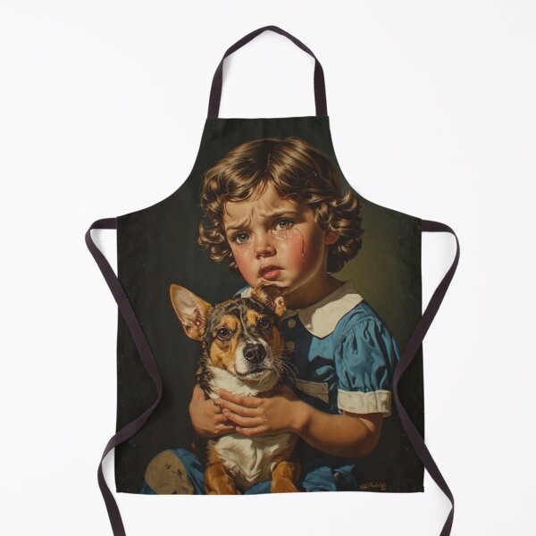 Item preview, Vintage Child and Pet Portrait – Emotional Retro Illustration designed and sold by Designs By Ms Mal_Tas.