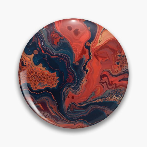 Item preview, Fluid Marble Acrylic Pour Terracotta Indigo Abstract Pattern designed and sold by GrinGalore.