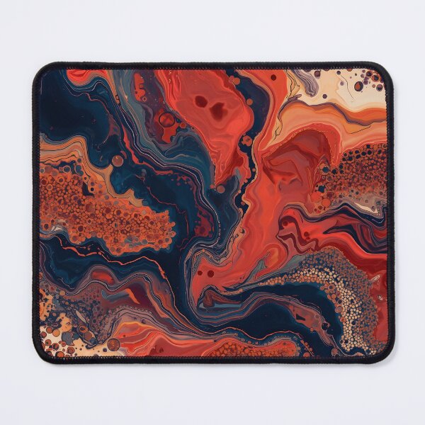 Item preview, Fluid Marble Acrylic Pour Terracotta Indigo Abstract Pattern designed and sold by GrinGalore.