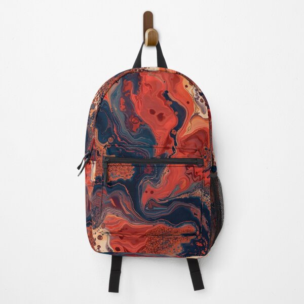 Item preview, Fluid Marble Acrylic Pour Terracotta Indigo Abstract Pattern designed and sold by GrinGalore.