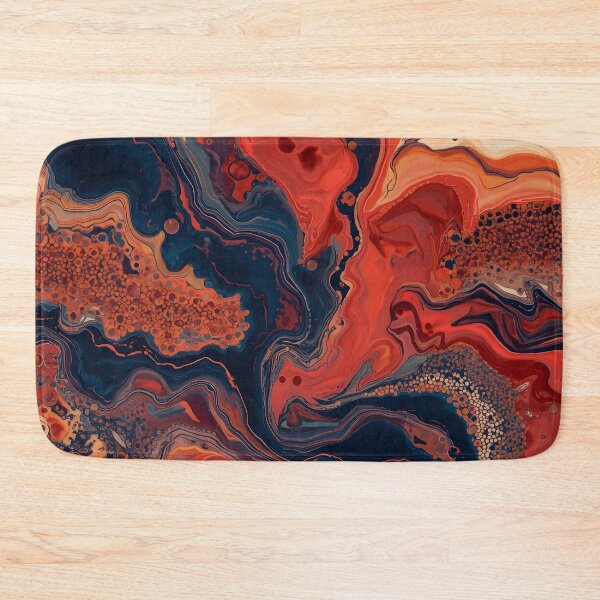 Item preview, Fluid Marble Acrylic Pour Terracotta Indigo Abstract Pattern designed and sold by GrinGalore.
