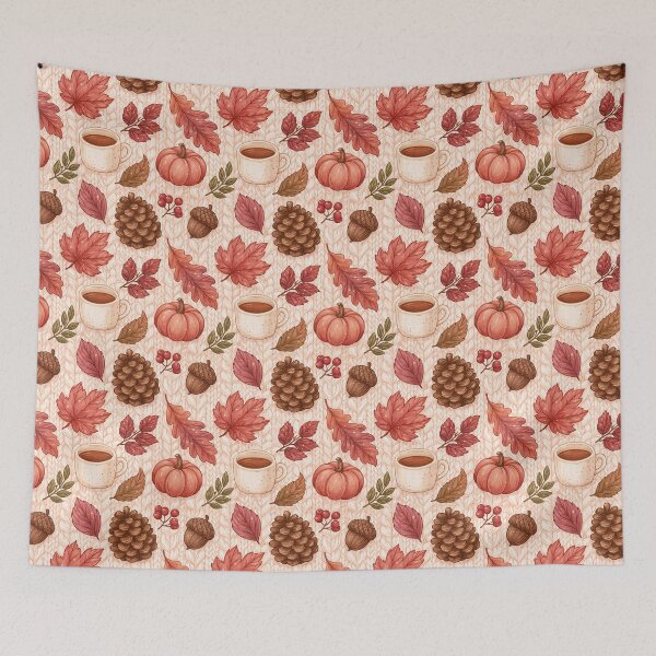 Item preview, Autumnal design on a light knitted background | Autumn pattern designed and sold by Schmidsi.