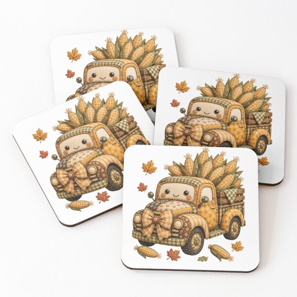 Item preview, Cute Autumn Harvest Corn Vintage Patchwork Truck designed and sold by DecoVibe.