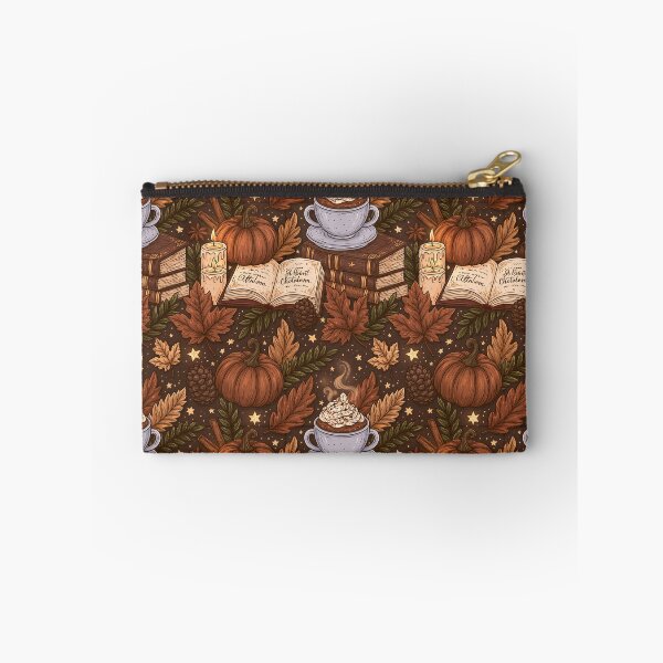 Item preview, Cozy autumn pattern with pumpkin, hot chocolate, leaves and books designed and sold by Schmidsi.