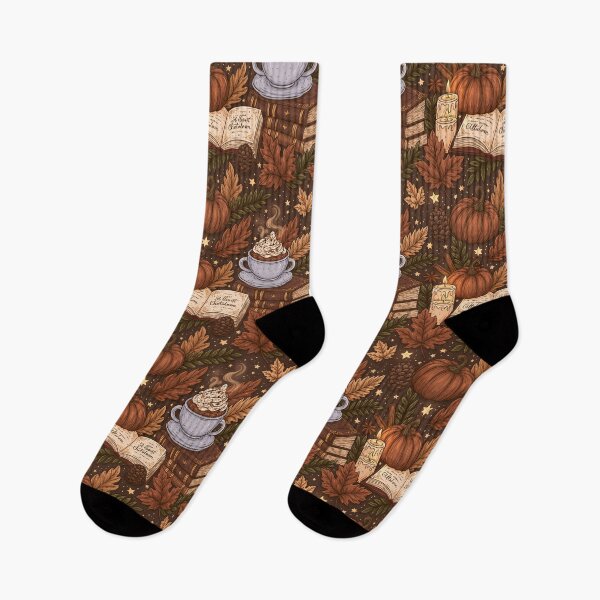 Item preview, Cozy autumn pattern with pumpkin, hot chocolate, leaves and books designed and sold by Schmidsi.