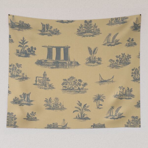 Item preview, Toile de Jouy - Singapore - A Modern Interpretation Using AI designed and sold by SorryFrog.