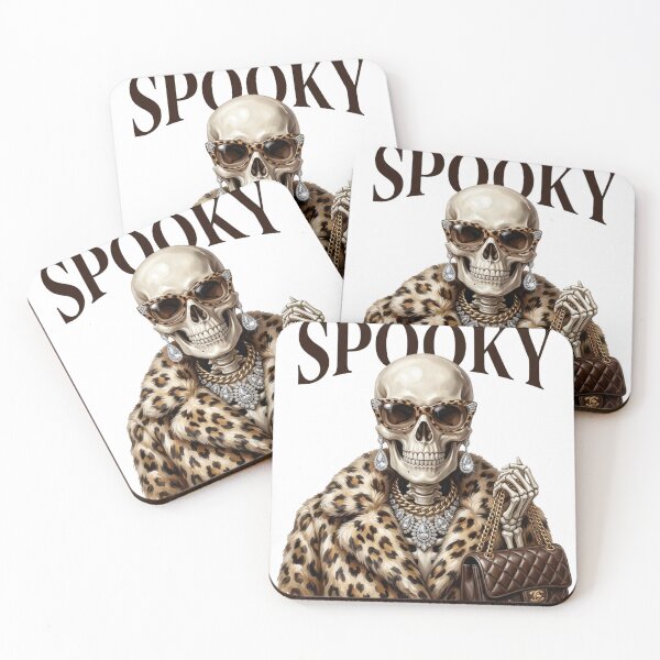 Item preview, Glam Spooky Fashion Skeleton Wearing Leopard Coat And Luxury Handbag designed and sold by raedattia.