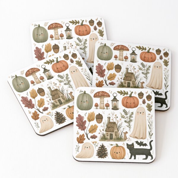 Item preview, Cozy Cottagecore Halloween Friends – Cute Ghosts, Pumpkins & Woodland Animals designed and sold by KAM-KAM-STORE.