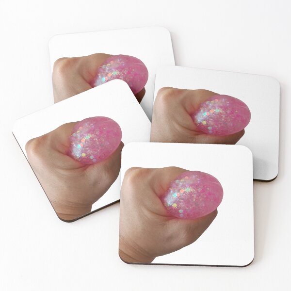 Item preview, Fully Squished Pink Glitter Dumpling in Hand – Photorealistic Kawaii Stress Relief Toy Cutout designed and sold by EmeraldeaArt.