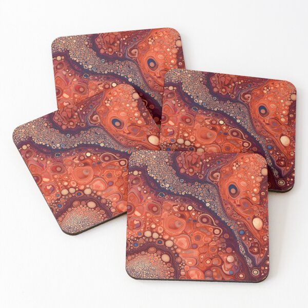 Item preview, Volcanic Lava Crimson Coral Fluid Cell Abstract Pattern designed and sold by GrinGalore.