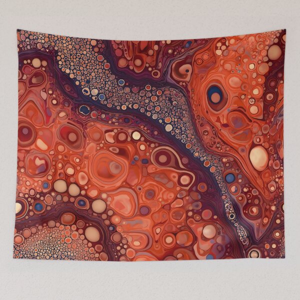Item preview, Volcanic Lava Crimson Coral Fluid Cell Abstract Pattern designed and sold by GrinGalore.
