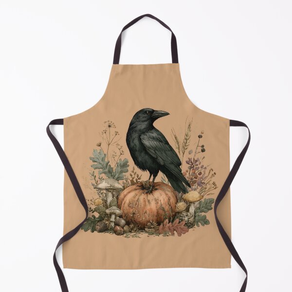 Item preview, Autumn Crow on Pumpkin – Vintage Cottagecore Halloween Storybook Illustration designed and sold by KAM-KAM-STORE.