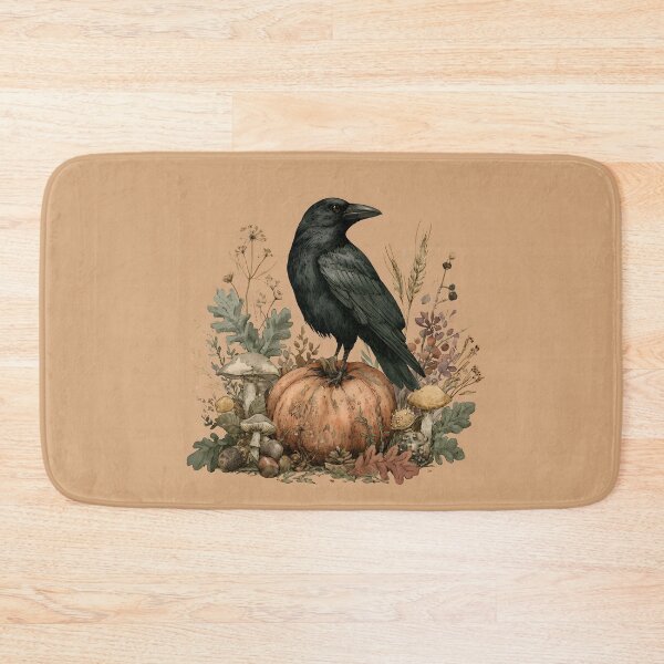 Item preview, Autumn Crow on Pumpkin – Vintage Cottagecore Halloween Storybook Illustration designed and sold by KAM-KAM-STORE.