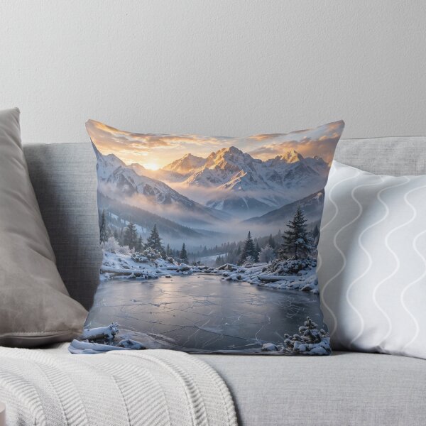 Item preview, Snowy Mountain Sunrise Over Frozen Lake designed and sold by Lifeguy's Art-Pics.