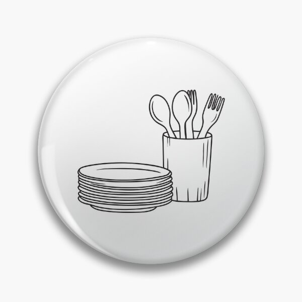 Item preview, A utensil container positioned beside a pile of clean plates designed and sold by rasagamastore.