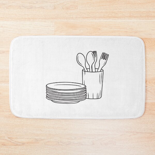 Item preview, A utensil container positioned beside a pile of clean plates designed and sold by rasagamastore.