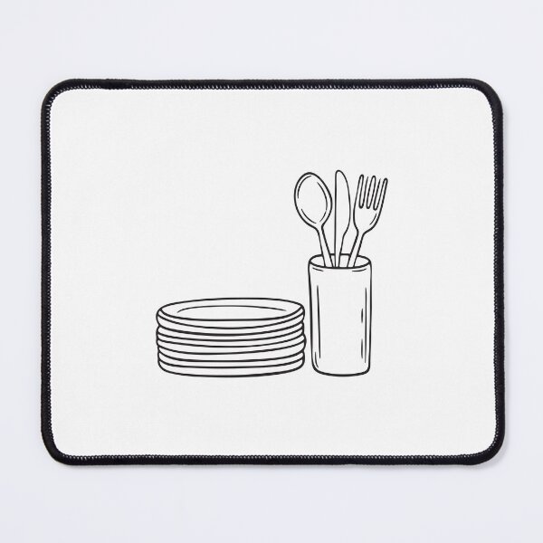 Item preview, Clean plates stacked next to a utensil holder designed and sold by rasagamastore.