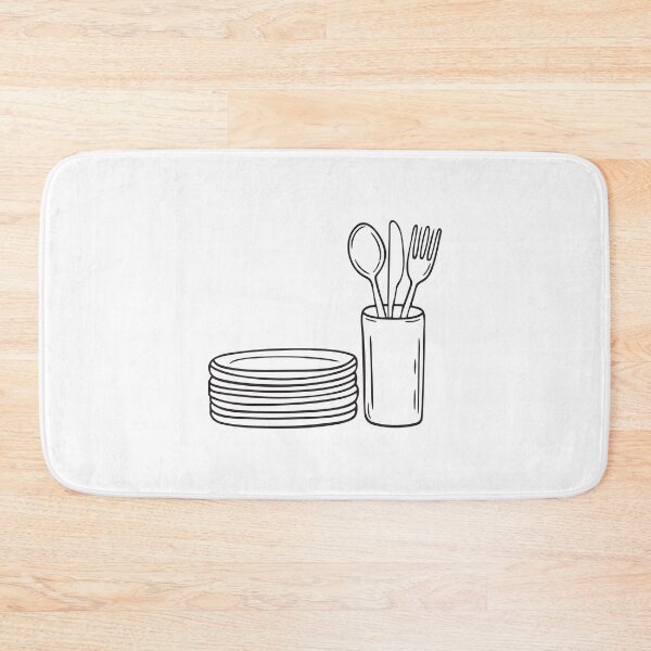 Item preview, Clean plates stacked next to a utensil holder designed and sold by rasagamastore.