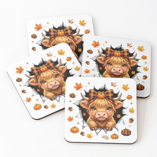 Item preview, Cute Highland Cow Fall Autumn Buffalo Plaid Bow Pumpkin designed and sold by raedattia.