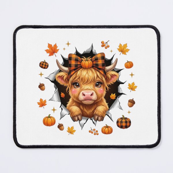 Item preview, Cute Highland Cow Fall Autumn Buffalo Plaid Bow Pumpkin designed and sold by raedattia.