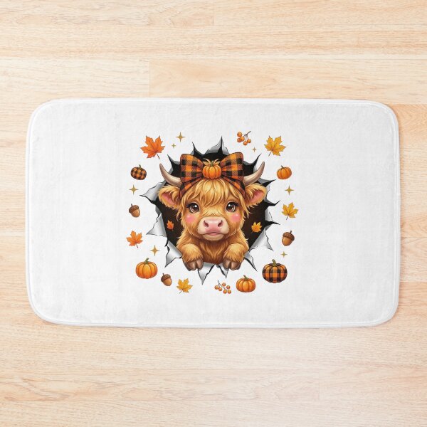 Item preview, Cute Highland Cow Fall Autumn Buffalo Plaid Bow Pumpkin designed and sold by raedattia.