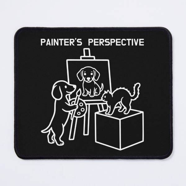 Item preview, Painter's Perspective Funny Dog Painting Cat Art designed and sold by The Bold Line Studio.