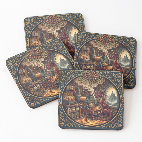 Item preview, Cozy Red Dragon Coffee Roaster Vintage Fantasy Merch Design designed and sold by MARKm2002m.