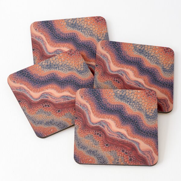 Item preview, Terracotta Peach River Fluid Cellular Acrylic Pour Art designed and sold by GrinGalore.
