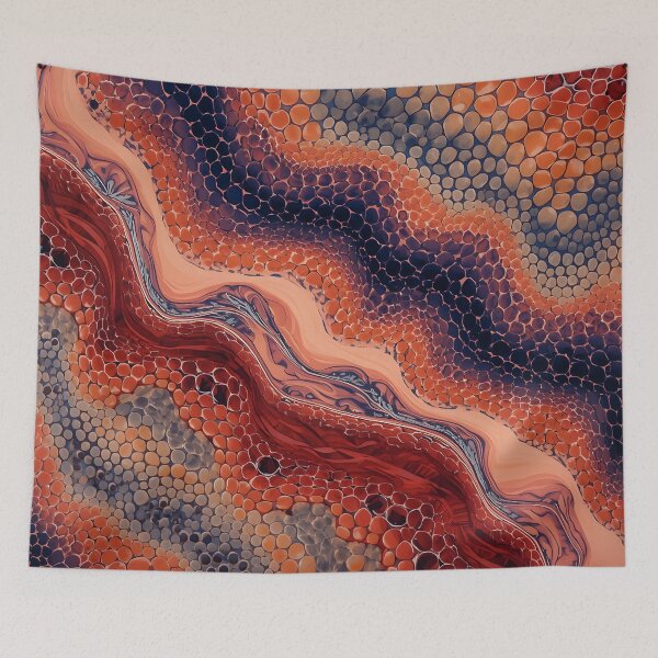 Item preview, Terracotta Peach River Fluid Cellular Acrylic Pour Art designed and sold by GrinGalore.