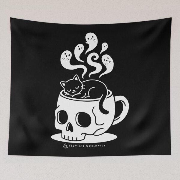 Item preview, Cat in a skull cup designed and sold by Eluviate.