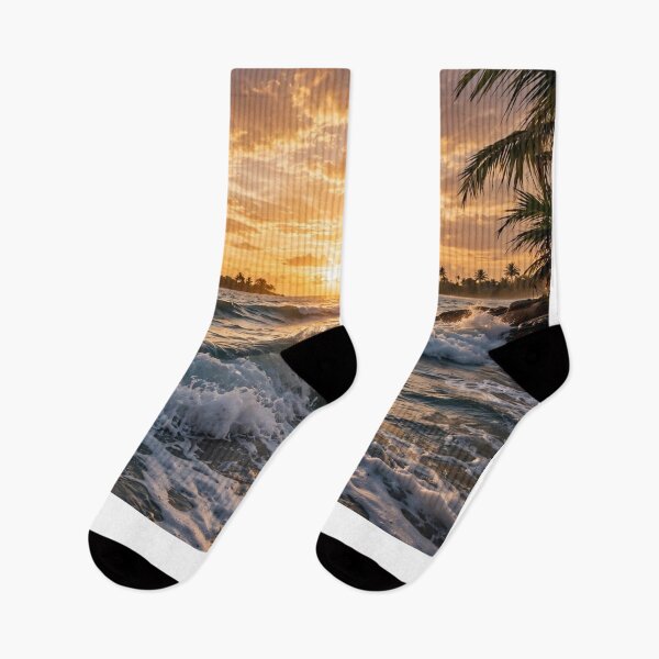 Item preview, Golden Tropical Sunset Over Ocean Waves designed and sold by Lifeguy's Art-Pics.