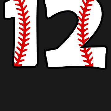 TeeCreations Baseball Number 12 #12 Baseball Shirt Jersey Favorite Player Biggest Fan Pin