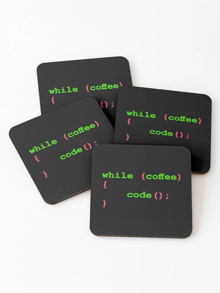 Thumbnail 1 of 5, Coasters (Set of 4), Developers: while coffee code designed and sold by LittleGreyMan2026.