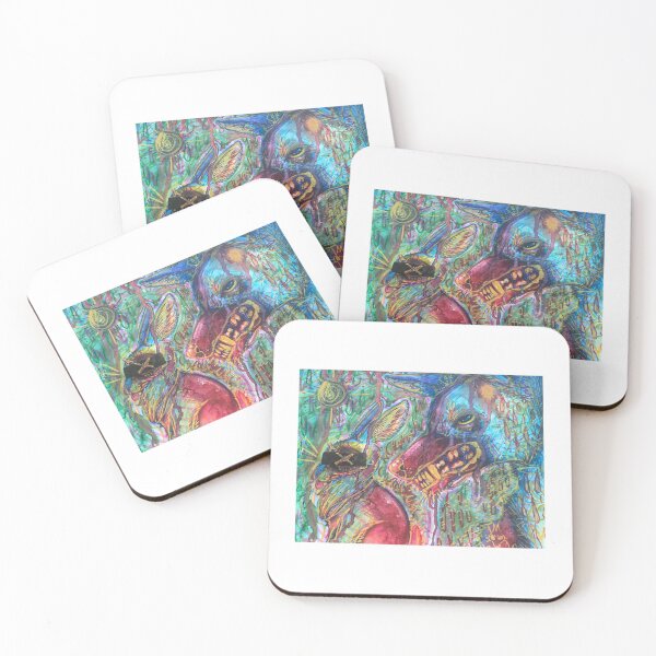 Item preview, wolf and rabbit painting  designed and sold by kritterkewl.