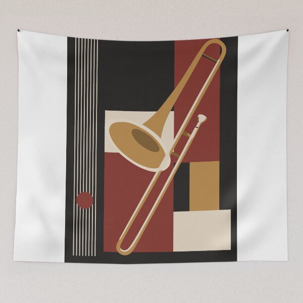 Item preview, Trombone Bauhaus Print, Mid Century Modern Music Art designed and sold by Studio pod Burom.
