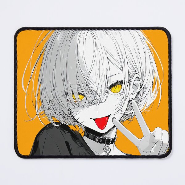 Item preview, Rebellious White-Haired Anime Girl in Yellow Streetwear Jacket designed and sold by Sergii Davydenko.