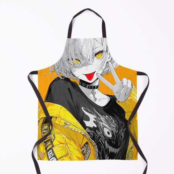 Item preview, Rebellious White-Haired Anime Girl in Yellow Streetwear Jacket designed and sold by Sergii Davydenko.