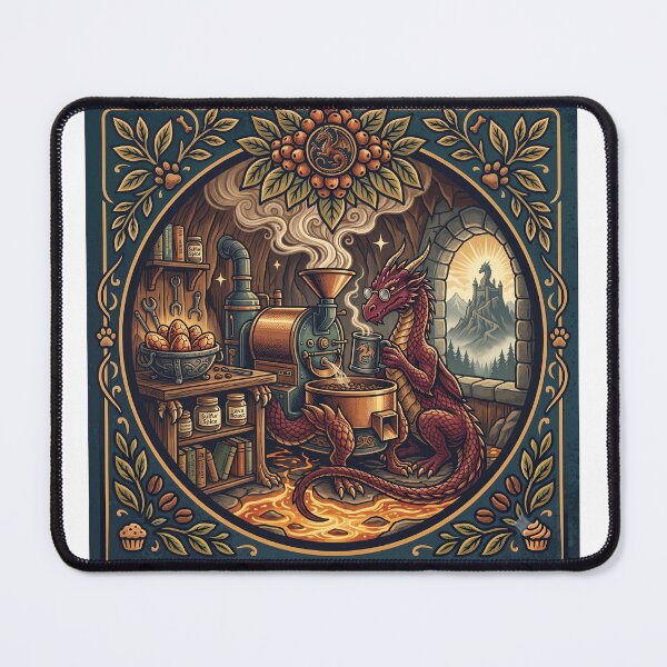 Item preview, Cozy Red Dragon Coffee Roaster Vintage Fantasy Merch Design designed and sold by MARKm2002m.