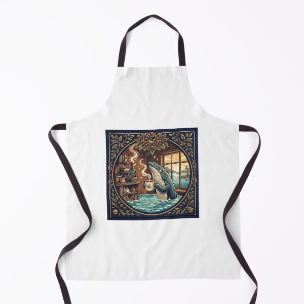 Item preview, Cozy Whale Drinking Fresh Coffee Vintage Nautical Coastal Cabin Design designed and sold by MARKm2002m.